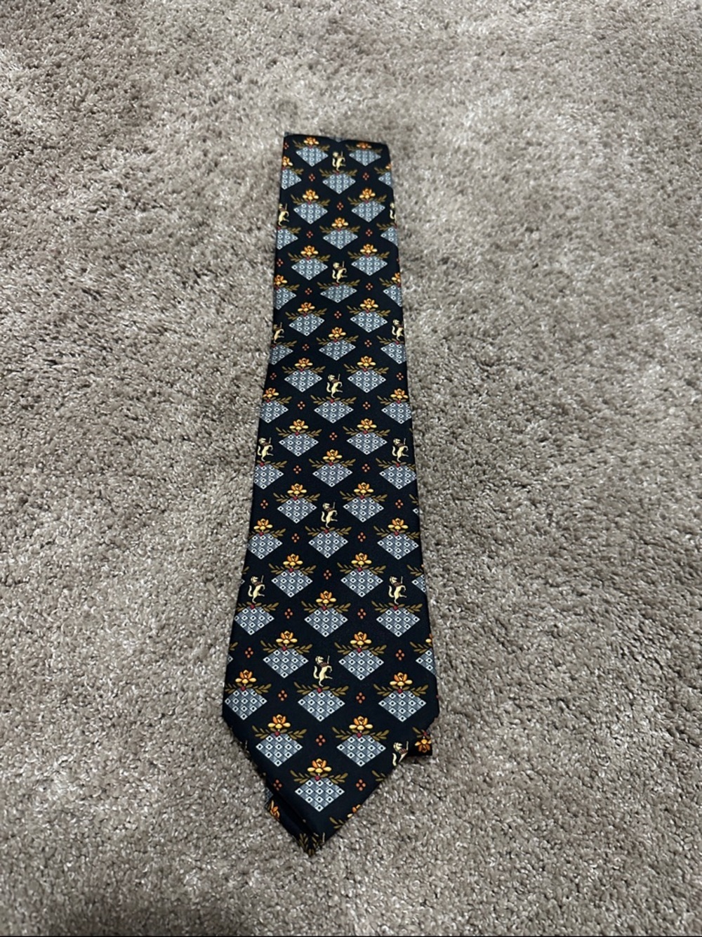 Salvatore Ferragamo Black Patterned Tie